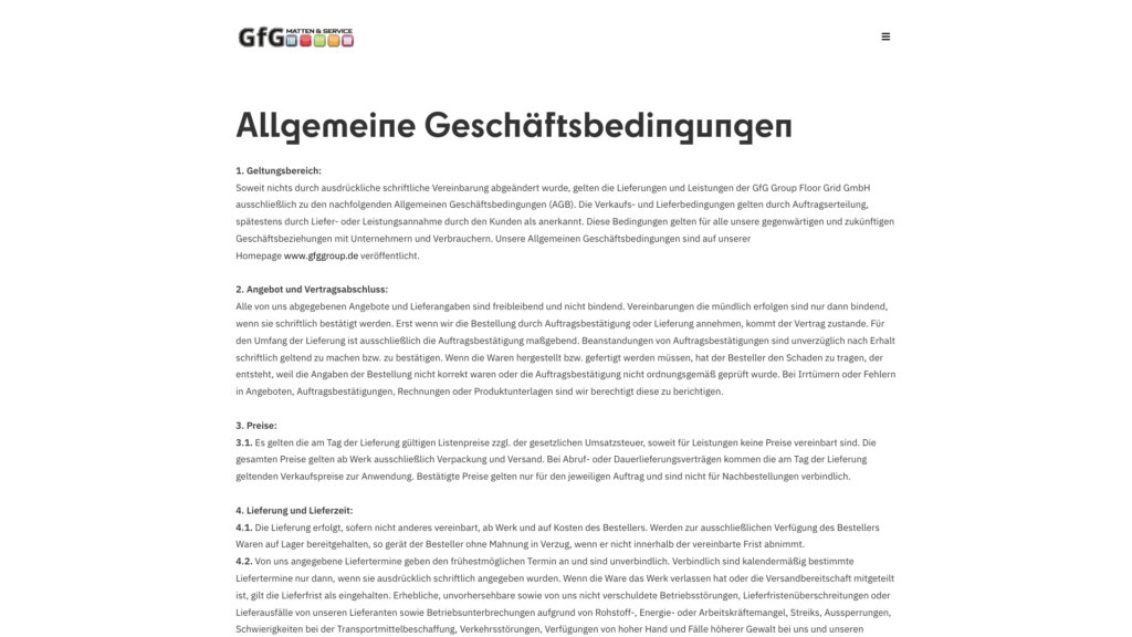 Screenshot Website GfG Group Floor Grid GmbH ()