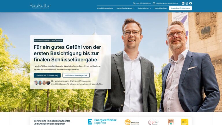 Screenshot Website Baukultur Westfalen Immobilien GmbH ()