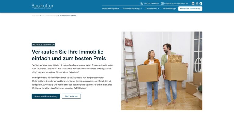 Screenshot Website Baukultur Westfalen Immobilien GmbH ()