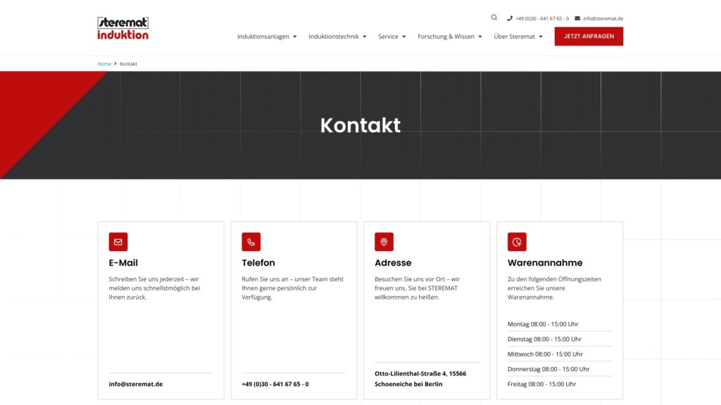 Screenshot Website Steremat Induktion GmbH ()