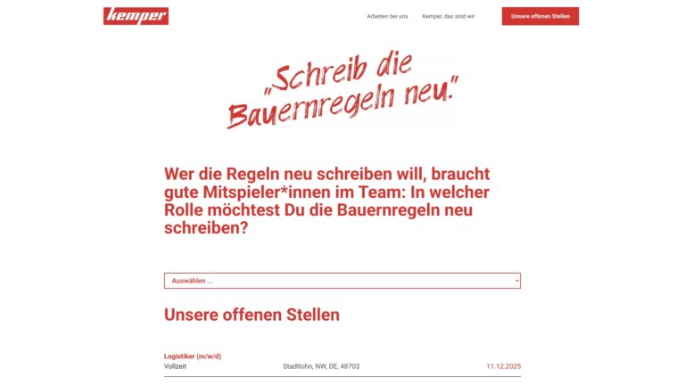 Screenshot Website Maschinenfabrik KEMPER GmbH & Co. KG ()