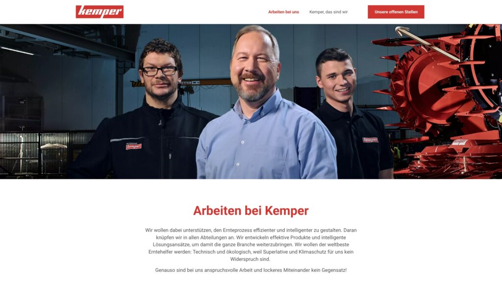 Screenshot Website Maschinenfabrik KEMPER GmbH & Co. KG ()